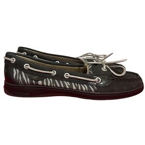 Sperry Women’s Angelfish Boat Shoes Black and Gray Zebra Striped Size 8.5